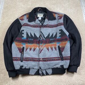 Cripple Creek Mens XXL Navajo Southwestern Wool Blend Bomber Jacket Grey CR40249